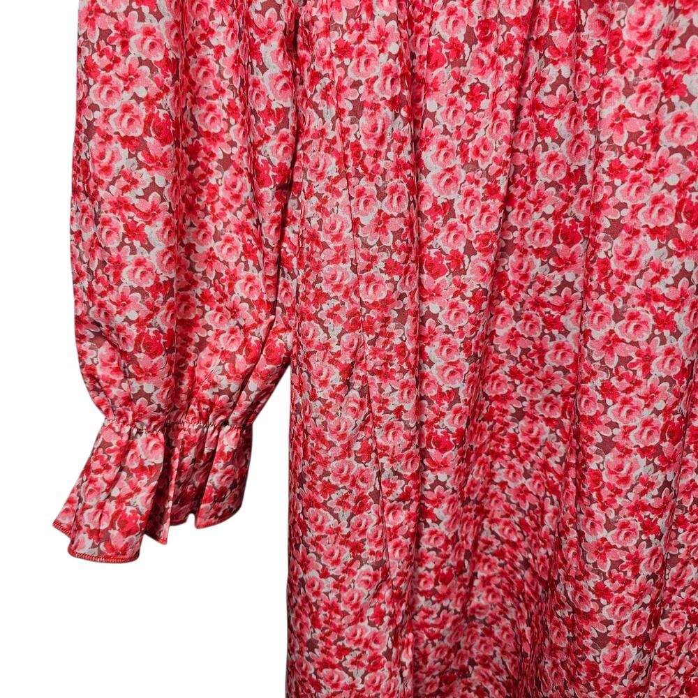 Women's Pink Floral Mini Dress with Smocked Waist - Picture 3 of 7